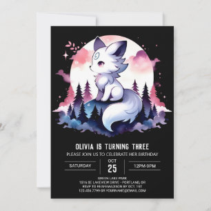 Convites Watercolor Simple Wolf Birthday