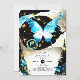 Convites Watercolor Simples Borterfly Birthday