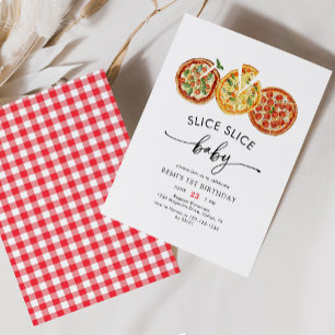 Convites Watercolor Slice Slice Baby Pizza Primeiro Anivers