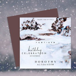 Convites Watercolor Snow Winter Mounts Elegant Birthday