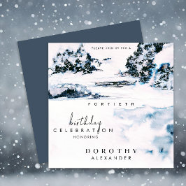 Convites Watercolor Snow Winter Mounts Elegant Birthday