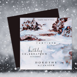 Convites Watercolor Snow Winter Mounts Elegant Birthday
