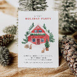 Convites Watercolor Snowy Red Cottage, Festa de Natal<br><div class="desc">Celebrar a temporada com este convite de festas de Natal com uma cabana vermelha de neve, árvores verdes e coelhos de floresta. O estilo de aquarela suave traz um encanto acolhedor e rústico ao seu evento de feriado. Perfeito para encontros de inverno, jantas de Natal ou festas ao estilo da...</div>