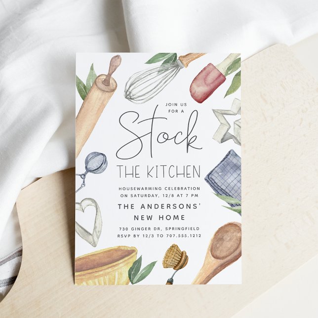 Convites Watercolor Stock The Kitchen Housearming Party (Criador carregado)