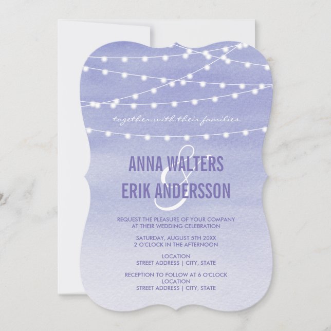 Convites Watercolor String Luzes Casamento (Frente)