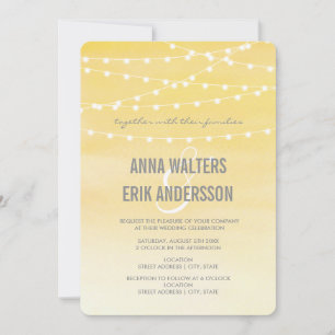 Convites Watercolor String Luzes Casamento