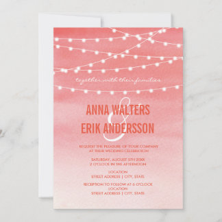 Convites Watercolor String Luzes Casamento