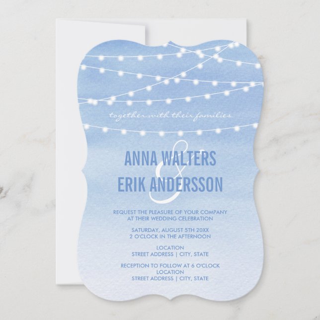 Convites Watercolor String Luzes Casamento (Frente)