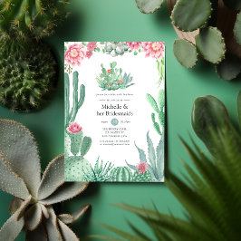 Convites Watercolor Succulents Wedesmaids Luncheon