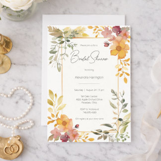 Convites Watercolor Summer Floral Bridal Shower 