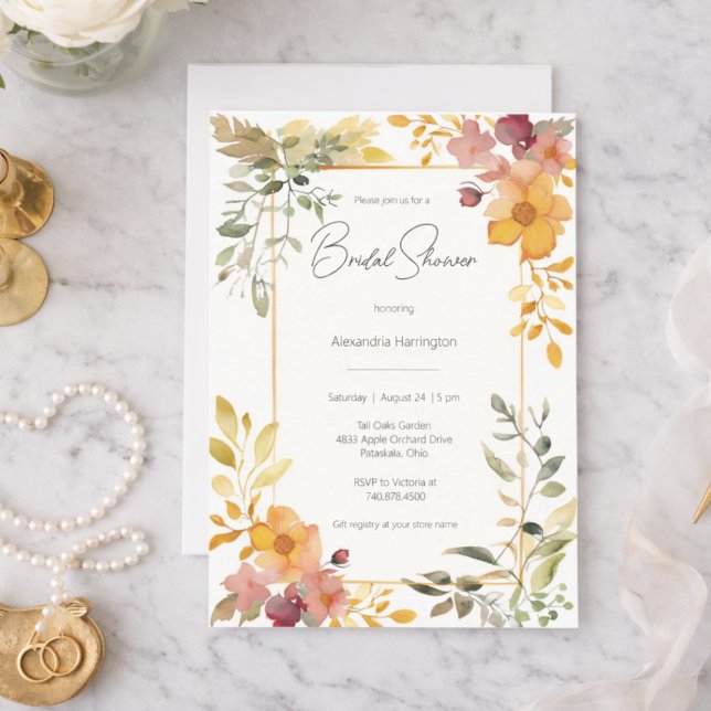 Convites Watercolor Summer Floral Bridal Shower  (Criador carregado)