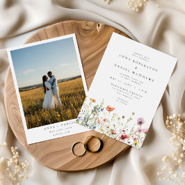Convites Watercolor Summer Floral Photo Wedding Invitation