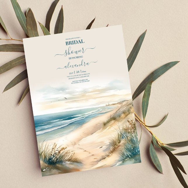 Convites Watercolor Summer Ocean Beach Weding (Criador carregado)