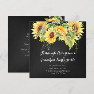Convites Watercolor Sunflower Chalk Posto Casamento