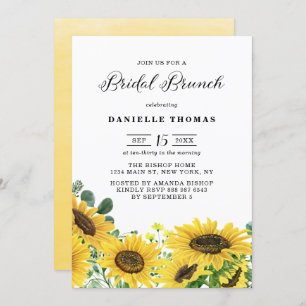 Convites Watercolor Sunflower e Eucalyptus Bridal Brunch
