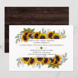 Convites Watercolor Sunflower Frame Old Barn Casamento