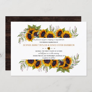 Convites Watercolor Sunflower Frame Old Barn Casamento