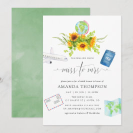 Convites Watercolor Sunflower Miss Mrs To Sra. Chá de panel