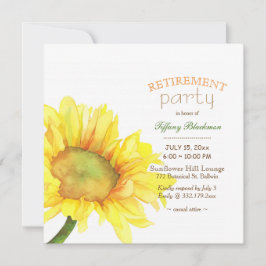 Convites Watercolor Sunflower Retirement Party