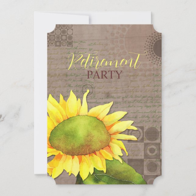 Convites Watercolor Sunflower Retirement Party (Frente)