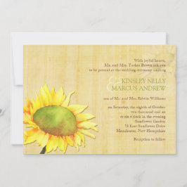 Convites Watercolor Sunflower Rural Wedding