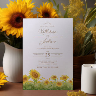 Convites Watercolor Sunflower Wedding