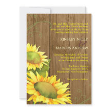 Watercolor Sunflower & Wood Grain Weding