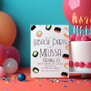 Convites Watercolor Sushi Teen Birthday - Restaurante Hibac