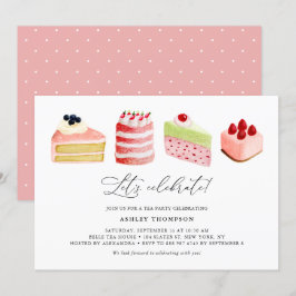 Convites Watercolor Sweet Cakes Tea Party Brunch