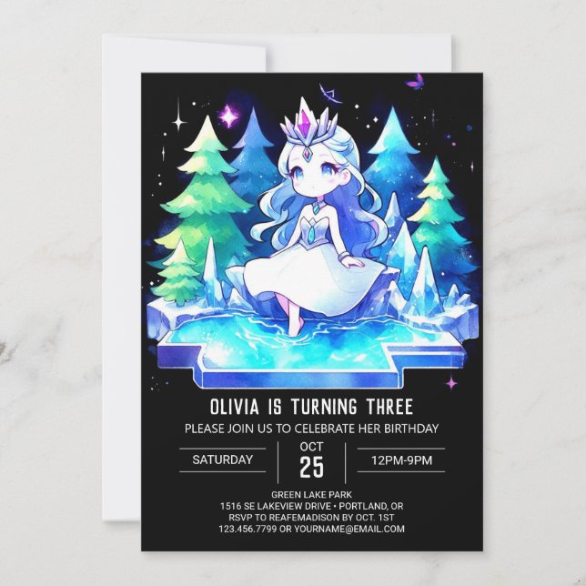 Convites Watercolor Sweet Princess Birthday (Frente)