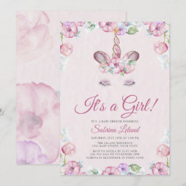 Convites Watercolor Sweet Unicorn É um Chá de fraldas