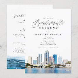 Convites Watercolor Tampa Florida Skyline Ocean Tropical