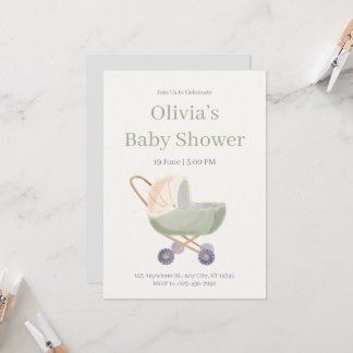 Convites Watercolor Teddy Bear Hot Air Balloon Baby Shower