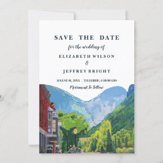 Convites Watercolor Telluride Colorado Ski Salve a Data em