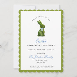 Convites Watercolor Topiary Bunny Páscoa Brunch