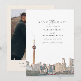 Convites Watercolor Toronto Skyline Photo Save Date In