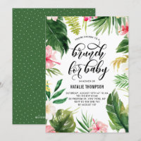 Watercolor Tropical Floral Frame Brunch para Bebê