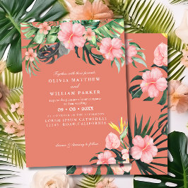 Convites Watercolor Tropical floral Summer Beach Wedding