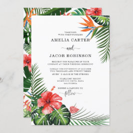 Convites Watercolor Tropical Flowers Greenery Wedding