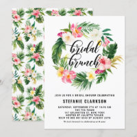 Watercolor Tropical Flowers Wreath Bridal Brunch