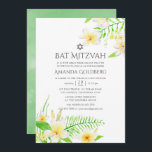 Convites Watercolor Tropical Frangipani Bat Mitzvah<br><div class="desc">Cartões de convite para frangipanis tropical verde-sábio,  amarelo e branco,  de cor botânica,  para morcegos mitzvah,  projetados para serem rápida e facilmente personalizados de acordo com as suas especificidades de evento.</div>