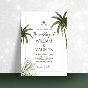 Convites Watercolor Tropical Palm Trees Boho Wedding