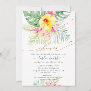 Convites Watercolor Tropical Paradise Bridal Shower Invitat