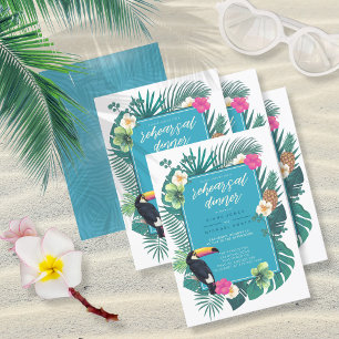 Convites Watercolor Tropical w/Toucan Retest Teal ID577