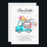 Convites Watercolor Truck Balloon Kids - Sorvete Aniversári<br><div class="desc">Balões de Caminhão de Sorvete de Cores Aquáticas Cónicas Convite para Aniversário de criança de Verão</div>