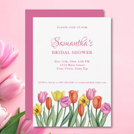 Convites Watercolor Tulips Bridal Shower 