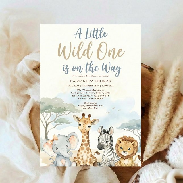 Convites watercolor Twin Jungle Safari Animals Baby Shower (Criador carregado)