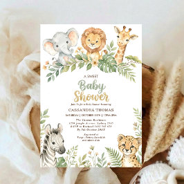 Convites watercolor Twin Jungle Safari Animals Baby Shower