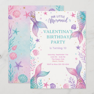 Convites Watercolor Under The Sea Party Invite