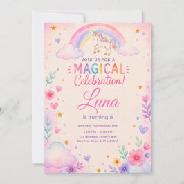 Convites Watercolor Unicorn Party Invite